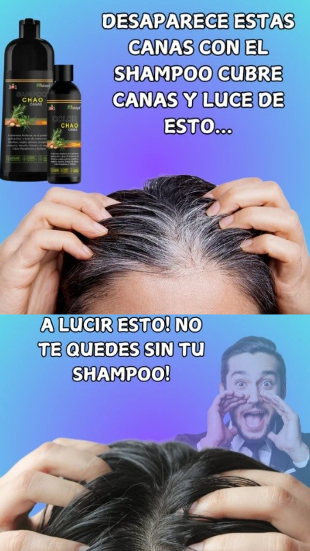 "✨¡SUPER PROMOCION:🧖‍♀️💥 SHAMPOO CHAO CANAS POR $69.900🔥🧴"